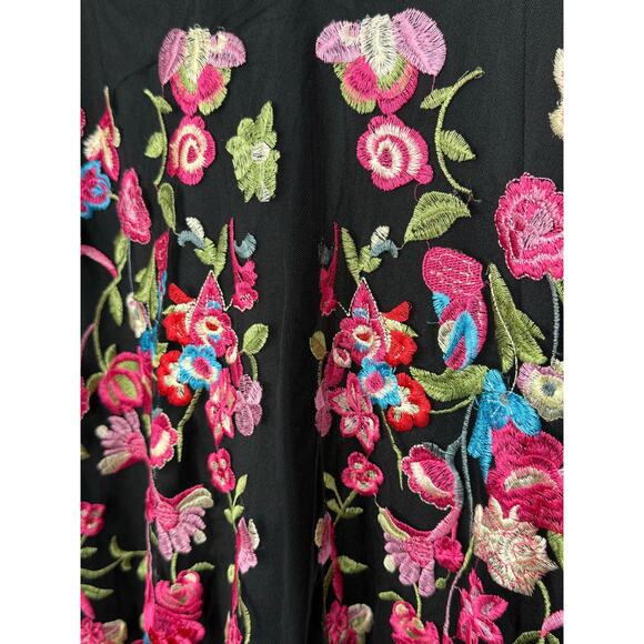 By Megyn Maxi Dress Women Size 10/12 (Estimated) Black Embroidered Floral Mesh - Picture 7 of 12